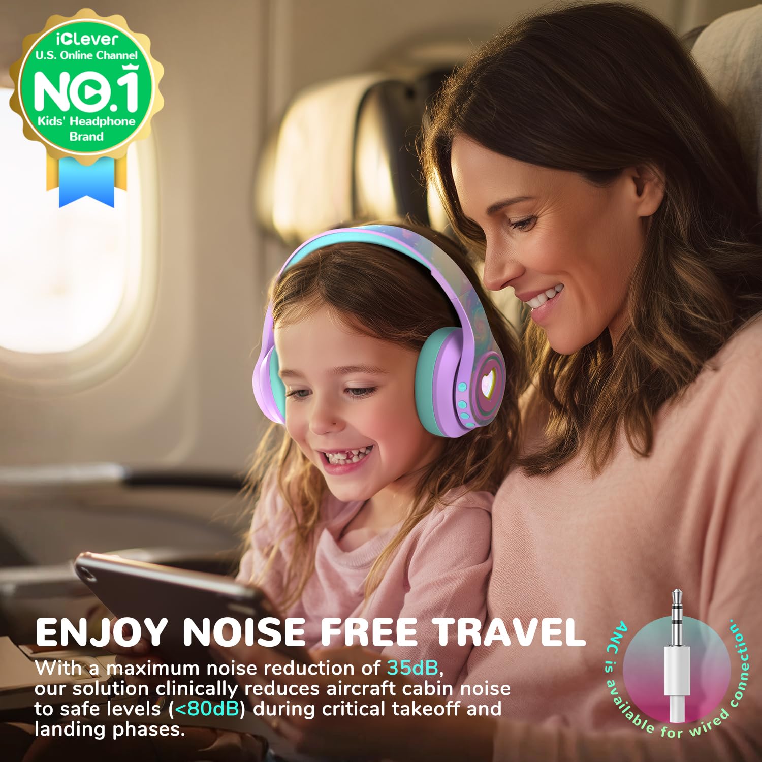 iClever Auraa Active Noise Cancelling Headphones BTH24