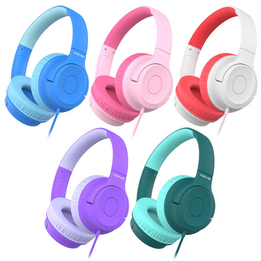 iClever Kids Wired Headphones for K-12 School Bulk 5 Pack HS27