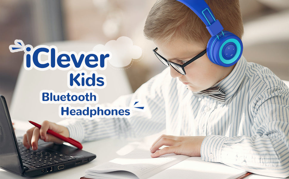 iClever BTH02 - Auriculares infantiles inalámbricos con micrófono, 22 horas  de reproducción, Bluetooth 5.0 y sonido estéreo, plegable, diadema para