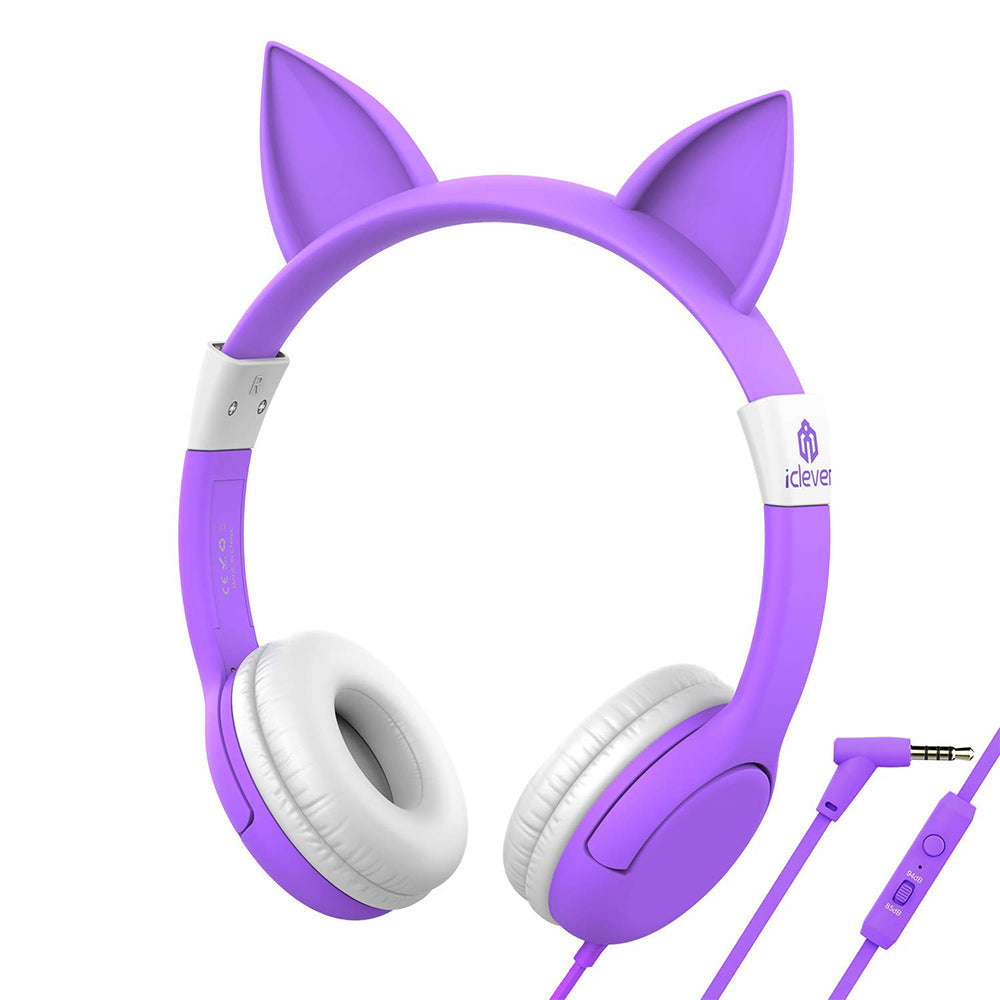 iClever Kids Headphones Cat Ear Purple (United States Exclusive Deal)
